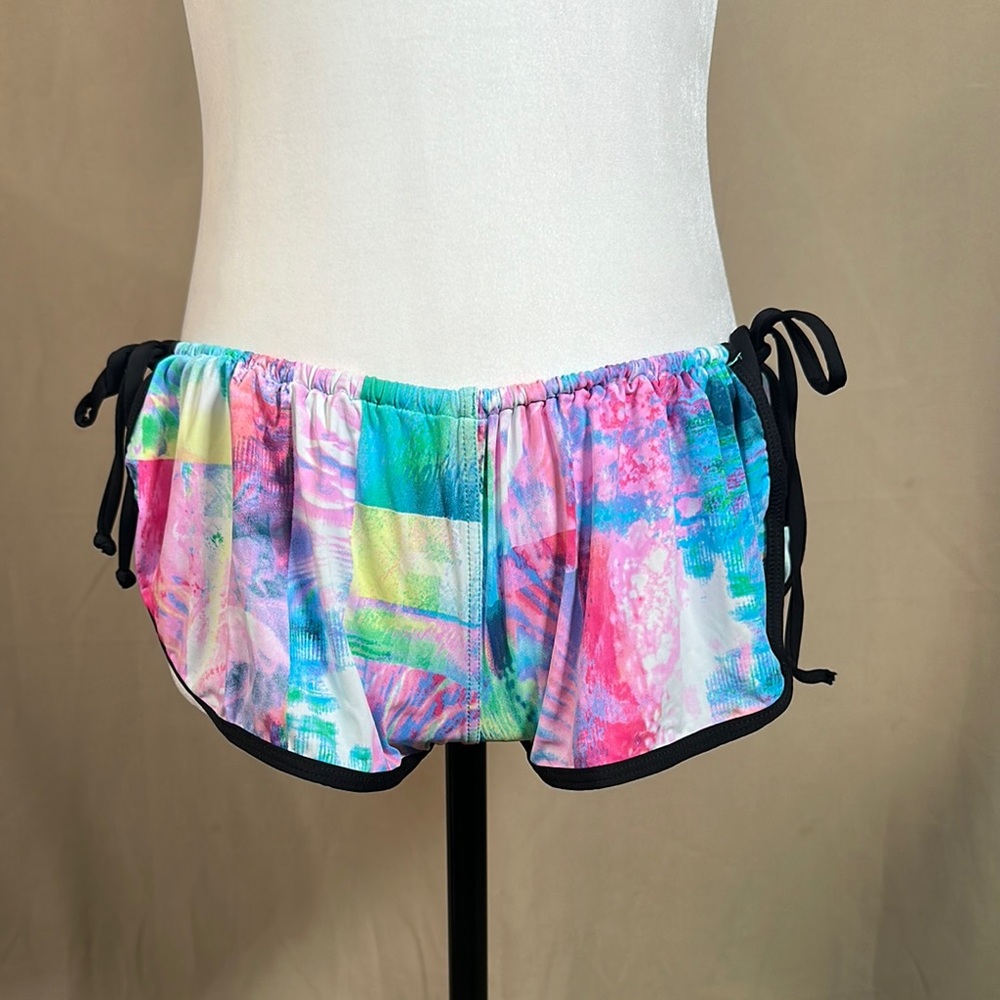 Fox Pink and Blue Athletic Shorts Vibrant Design with Tie